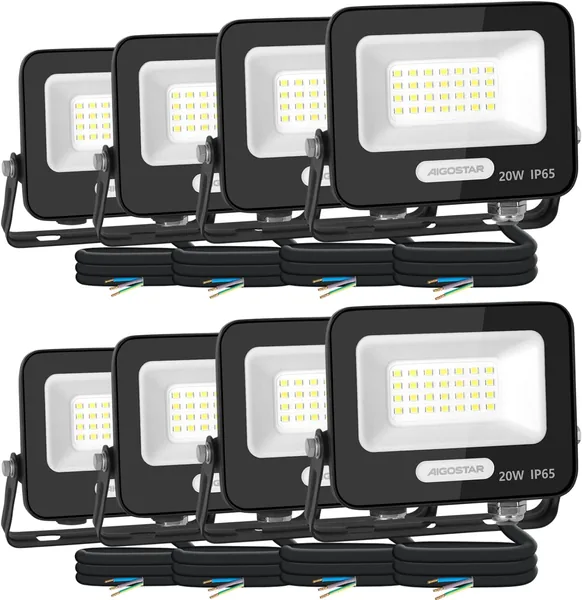 Spotlight LED Exterior Aigostar de 20 W 1650 LM: Blanco Fresco IP65 para Garaje, Jardín, Terraza - Mejor Oferta
