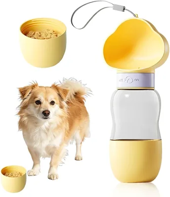 Androxeda Portable Dog Water Bottle 350ml + Food 200ml Yellow