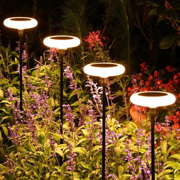 Gaethra Solar Garden Lights, 4 Pieces Solar Lights Outdoor Warm White