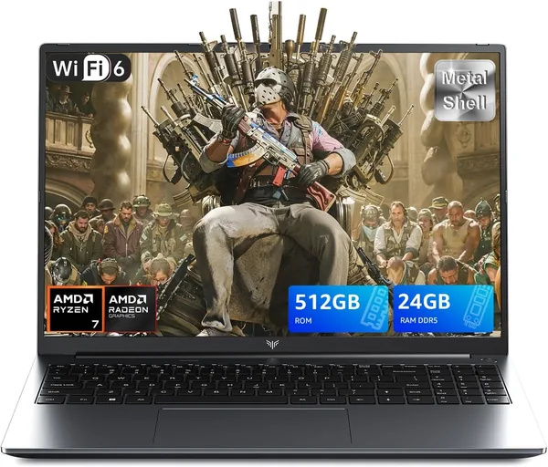 Tivique 16.1" Gaming Laptop with Ryzen 7 H255 Processor up to 4.9GHz (Beat 13th i7-13800H)