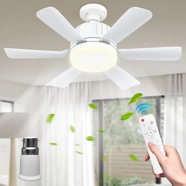 Ventilateur de plafond silencieux avec lumière et télécommande - 46 cm E27, 3 niveaux - Économisez 75% !