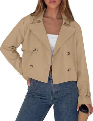 PRETTYGARDEN Cropped Trench Coat Best Deal