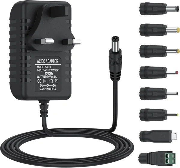 24V AC adapter DC24V 1A power supply AC230V to DC24V 1000mA 500mA 400mA 200mA 100mA power adapter with 8 changeable DC plugs
