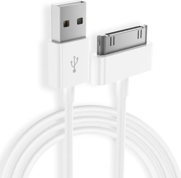 iPhone 4s/4 Cable, 30-Pin USB Sync and Charging Data Cable for iPhone 4/4S/3G/3GS, iPad 1/2/3, and iPod 1/2/3/4/5/6 (White)
