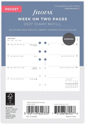 Filofax Pocket Minimal Week Diary 2027