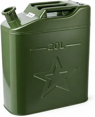 Military-Style Metal Jerry Can, 20L, Olive Green, Petrol Storage & Camping
