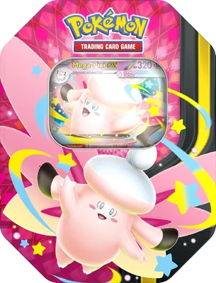 Pokémon Tin Box Mega Pixi ex #129 - Deutsch - Pokémon TCG Box mit 4 Boosters & Promo-Karte