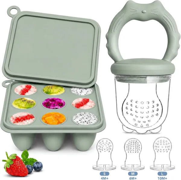 Orliver Fruchtsaugel für Babys aus Silikon mit Gefriermould, Babyfutter & Fruchtsaugel, BPA-frei für Früchte, Muttermilch und Brei - Best Deal