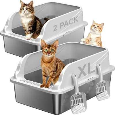 KISENG 2-Pack Stainless Steel Litter Box - 12% Off