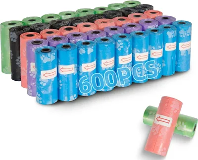 Buste per deiezioni cani Withosent 600 pezzi, rotoli extra spessi con dispenser, resistenti e impermeabili 13x9 pollici
