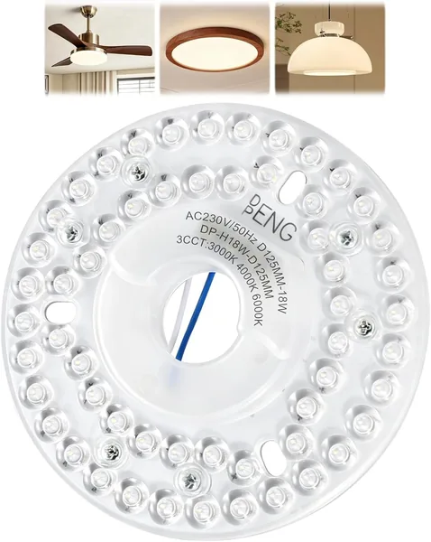 Poeloisy LED Ceiling Fans Replacement Kit 18W 4.92 Inch, Magnetic Replacement LED Panel 3CCT (3000K/4000K/6000K) with Memory