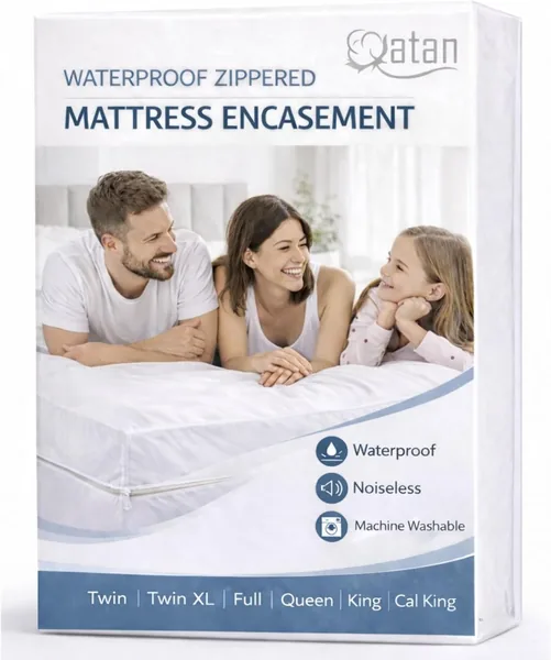Zippered Mattress Encasement Twin Size Waterproof Mattress Protector with Zipper, Breathable & Noiseless Absorbent 6-Sided Mattress Cover