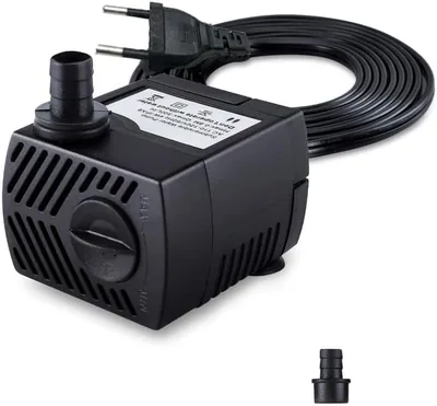 Submersible Water Pump 5W Quiet, Adjustable Flow, ABS Plastic, Aquarium Tank Fountain, Black