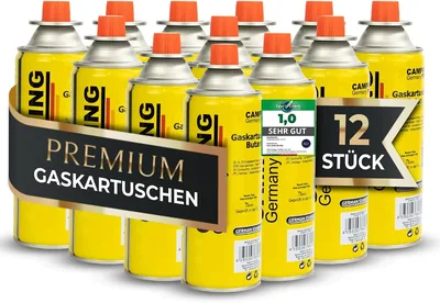 Magnum® 12er Gaskartuschen 227 g [Made in EU] [MSF-1a Ventil] | Butan-Gasflasche, Campingkocher, Gasherd, Grill