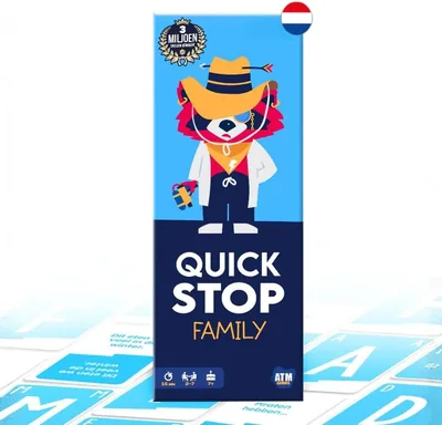 Quickstop Familie - Kaartspel voor Kinderen - Ideaal voor een Leuke Avond met het Gehele Gezins - 2 tot 7 Spelers - Winnaar van de Groene Ster