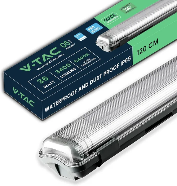 V-TAC Double Waterproof LED Ceiling Light 120 cm