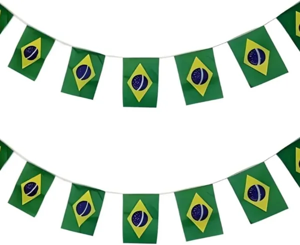 Varal com Bandeirinhas do Brasil Copa do Mundo - Kit Completo