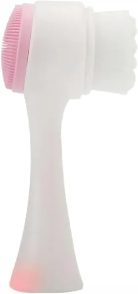 Dual-Sided Silicone Facial Cleanser - Pink, Manual Scrubber for Deep Cleaning