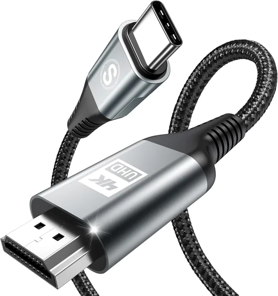 كابل USB C إلى HDMI 5M، [4K@60 هرتز، عالي السرعة]، نوع C إلى HDMI متوافق مع Thunderbolt 3/4 لـ iPhone 17 16 15 Pro Max Plus