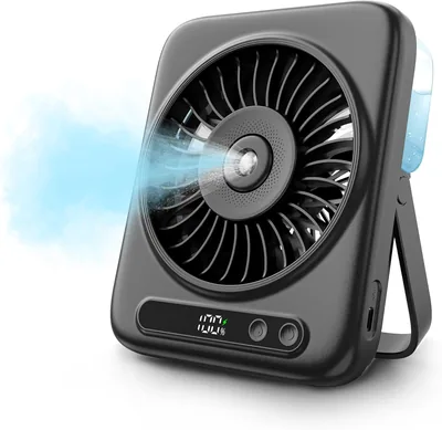 Kssvzz Table Misting Fan - Ventilateur de bureau portable 6000 mAh avec 5 vitesses, écran LED et réglage de 120°, petit ventilateur USB