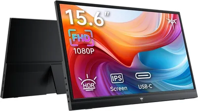 شاشة محمولة KTC 15.6 بوصة FHD 1080P للسفر، شاشة حاسوب محمول للأجهزة PS5 و Xbox و Switch، HDMI و USB C و HDR و IPS رفيعة