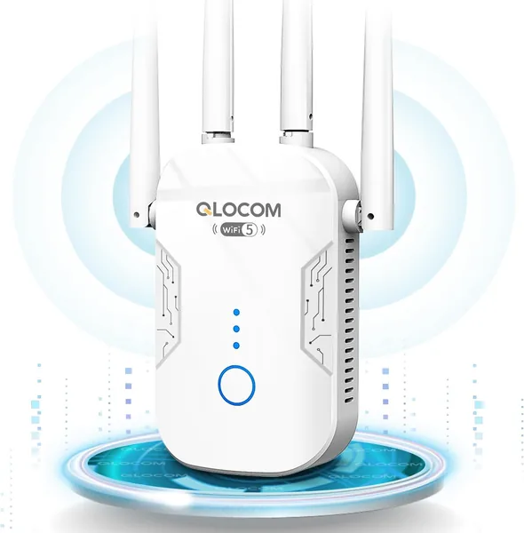 QLOCOM 2026 Newest1 WiFi Booster Range Extender 1200Mbps WiFi Extender Booster Dual Band 5GHz & 2.4G