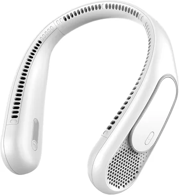 Ventilatore da Collo Dnenellr, 6000 mAh Senza Lame (Bianco) | 4 Velocità, Ricaricabile USB Portatile per Uomini, Donne, Sport e Viaggi