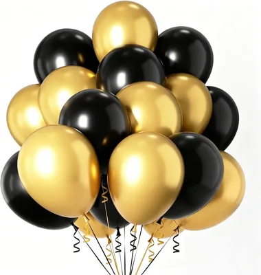 10% de réduction sur 100 pièces Ballons noirs or Helium Anniversaire Latex avec Ballon Métallique Noir et Or