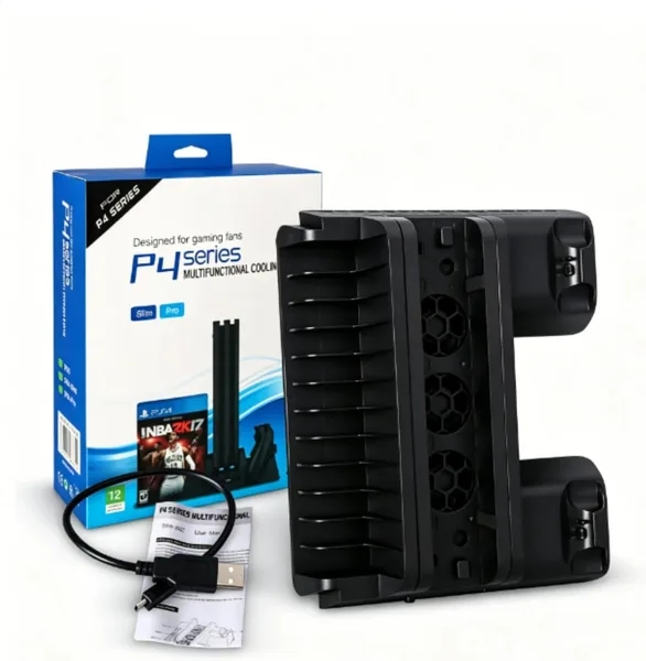 راك شحن تحكم Sony PlayStation PS4/PS4 Slim/PS4 Pro من SKEIDO - محط شحن أقراص الألعاب ثنائي المنافذ