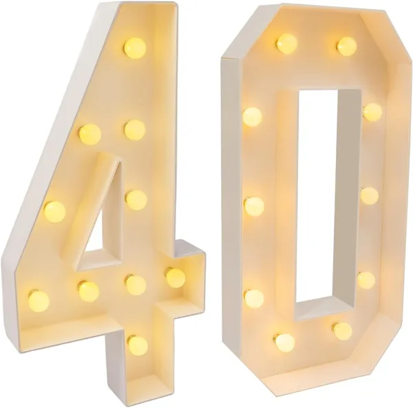 100 cm Large Luminous Letters Numbers for 40th Birthday Party Decoration LED 2000-3000K Warm White