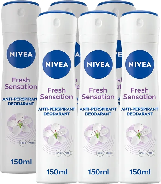 Nivea 48h Deodorant Anti-Perspirant Spray, 150ml (Pack of 6) - 30% Off