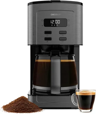 Filtro Digitale Cecotec per Caffè, 12 Tazze, 800 W, Acciaio Inox, Intensificatore di Aroma, Brocca in Vetro da 1.3L, Progr