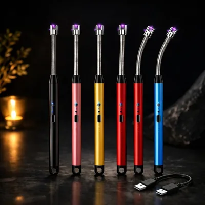 Acendedor Elétrico USB Recarregável Sem Chama - Antivento 360° para Churrasqueira, F