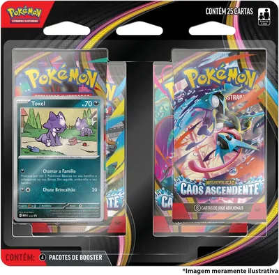 Pokémon TCG: Mega Evolução - Caos Ascendente - Pacote 4 Blisters - Português | Economize 18% agora!