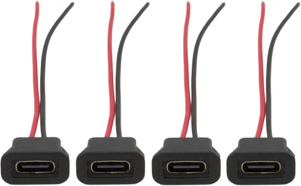 4 Piece USB-C Female Socket Set - 9cm