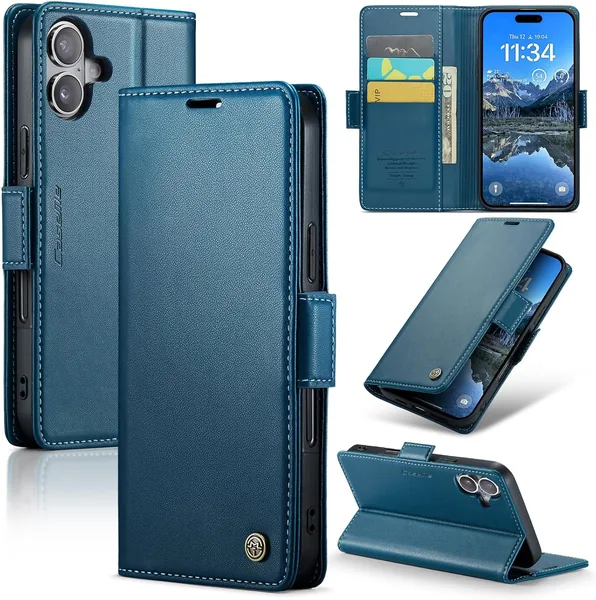 Coque Idhiem pour iPhone 17 - Housse en Cuir PU avec Protection RFID, Portefeuille et Fonction Rabat