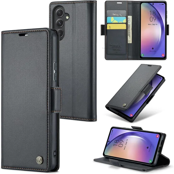 Coque Idhiem pour Samsung Galaxy A54 5G - Housse en Cuir PU avec Protection RFID et Portefeuille