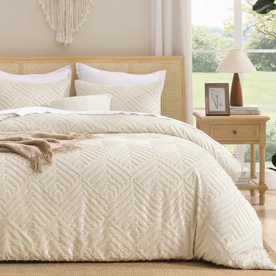Andency Beige Tufted King Size Duvet Cover Set Best Deal