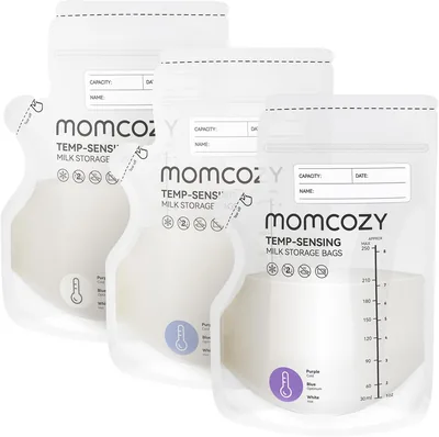 Bolsa de Almacenamiento de Leche Materna Momcozy, 240 ml, Cambio de Color, Autoestable