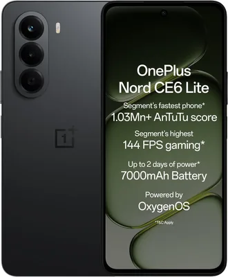 OnePlus Nord CE6 Lite 6GB+128GB हाइपर ब्लैक में 19% ऑफ | सेगमेंट का सबसे तेज़ डिमेंसिटी 7400 ऐपेक्स प्रोसेसर | 7000mAh बैटरी | सेगमेंट