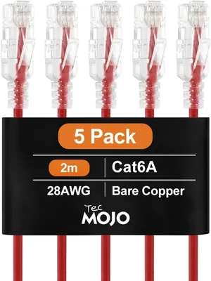 Tecmojo Cat6A Cable 2m 5 Pack - Best Deal