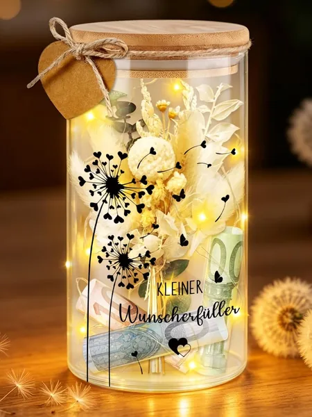 Wunscherf LED Flaschenlicht Pusteblume Deko