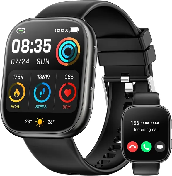 Montres intelligentes pour hommes et femmes avec appel Bluetooth, 1,83 pouces HD Smartwatch pour 100+ modes sportifs, fréquence cardiaque, sommeil, SpO2 - Offre exceptionnelle