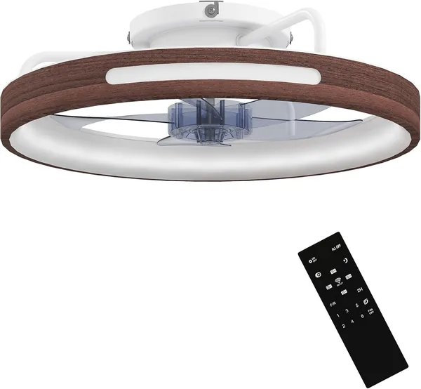 HOMCOM Ceiling Fan with LED Light 40 W Reversible DC Motor Silent Lamp Remote Control 6 Speeds 3 Colours Timer
