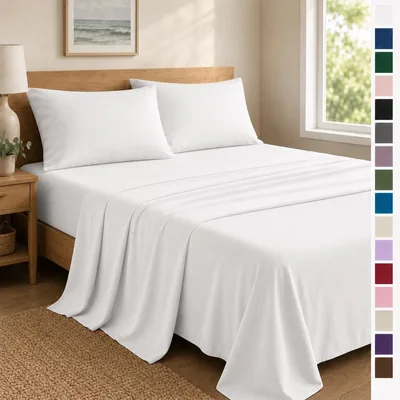 CozyLux Queen Sheet Set - Brushed Microfibre White Best Deal