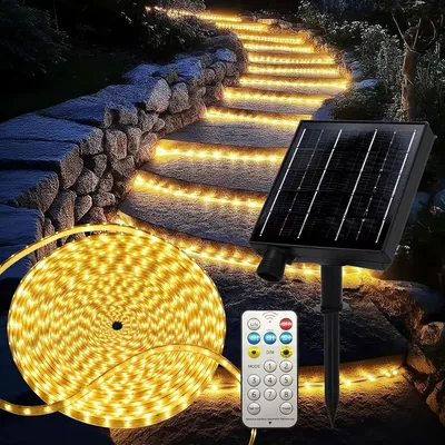 Éclairage LED solaire Ezmyna 20M, chaud blanc, étanche IP65, 8 modes - Meilleures affaires