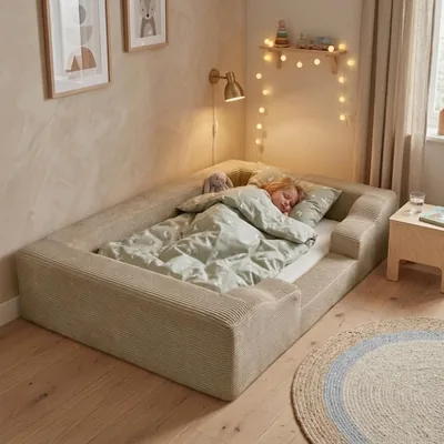 Wonder Space - Cama de espuma para niños pequeños, marco de transición suave de cuna a cama con funda de pana extraíble lavable, Best Deal