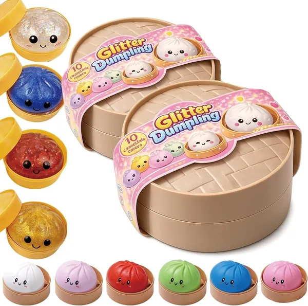 Random Dumpling Squishy Mystery Box Colorful Stress Relief Balls With Steamer Reusable Rebound Squeeze For Home Office Gifts(Random 2pcs)