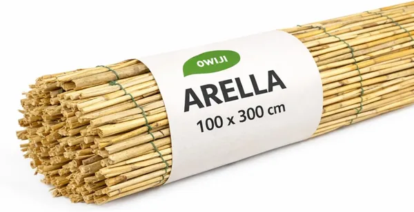 OWIJI Arella Bamboo Outdoor Privacy Screen for Fence 100 x 300 cm Garden Arelle Natural Bamboo Covers Decoration Terrace Privacy Shade Diameter 4/6 mm Assorted Yarn Colour