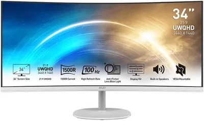 MSI PRO MP341CQW 34in UWQHD Curved Gaming Monitor - Best Deal